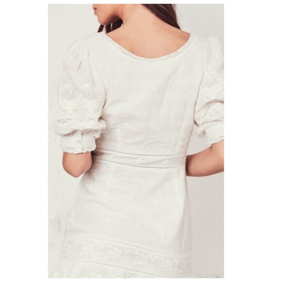LoveShackFancy Lena V-Neck Embroidered Mini Dress Size Large - Picture 2 of 13